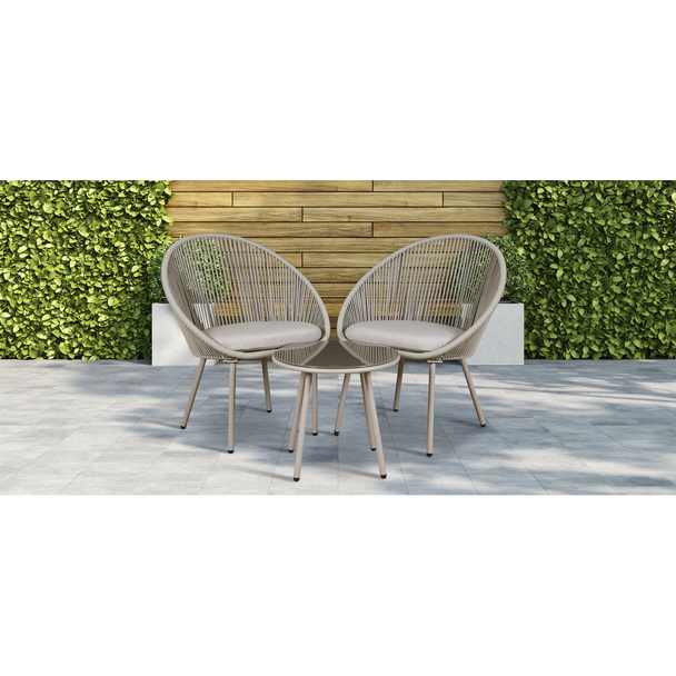 Sealey DG55 │ Dellonda Como Steel Bistro Set with Tempered Glass Tabletop 3pc