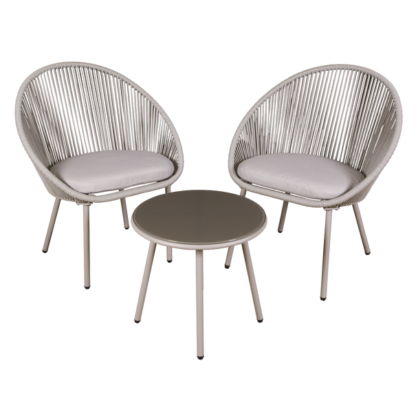 Sealey DG55 │ Dellonda Como Steel Bistro Set with Tempered Glass Tabletop 3pc