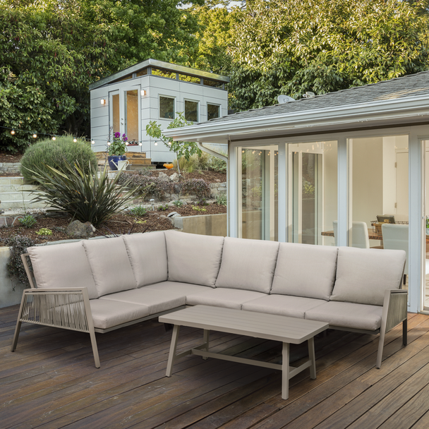 Sealey DG57 │ Dellonda Fusion Aluminium Outdoor Corner Sofa & Coffee Table Set 4pc
