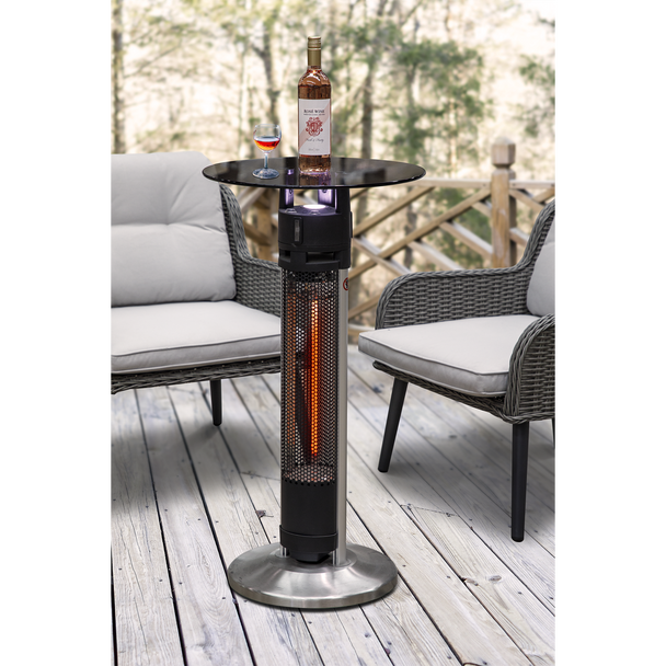 Sealey DG63 │ Dellonda Bistro Table with 1600W Heater, 95cm, Black/Stainless Steel