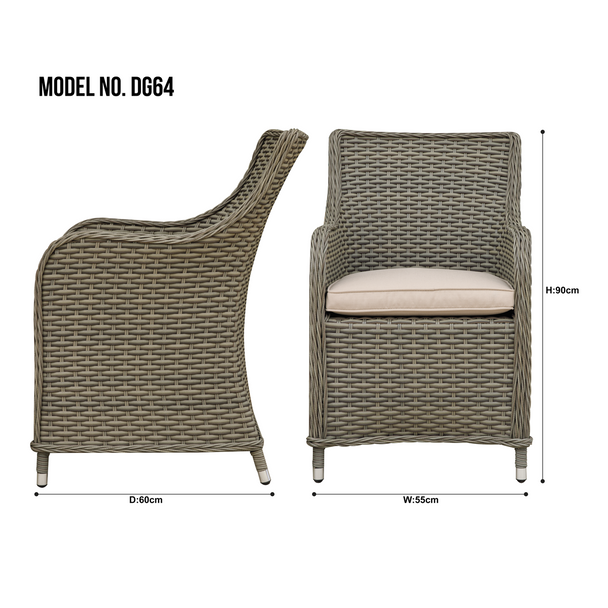 Sealey DG64 │ Dellonda Chester Rattan Wicker Outdoor Garden Dining Chairs 2pc