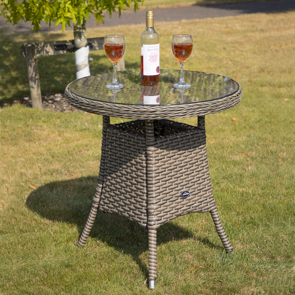 Sealey DG65 │ Dellonda Chester Rattan Wicker Round Outdoor Table with Tempered Glass Top
