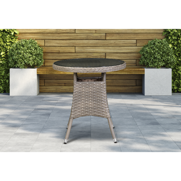 Sealey DG65 │ Dellonda Chester Rattan Wicker Round Outdoor Table with Tempered Glass Top