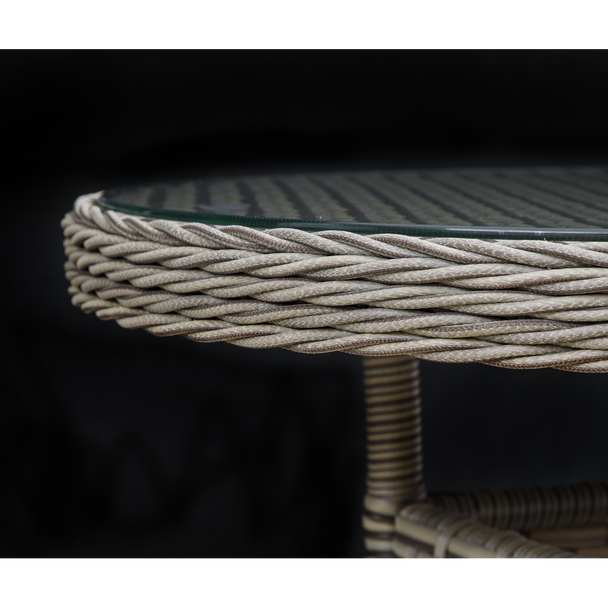 Sealey DG65 │ Dellonda Chester Rattan Wicker Round Outdoor Table with Tempered Glass Top