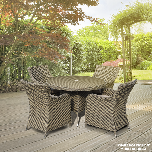Sealey DG66 │ Dellonda Chester Rattan Wicker Round Outdoor Dining Table with Tempered Glass Top