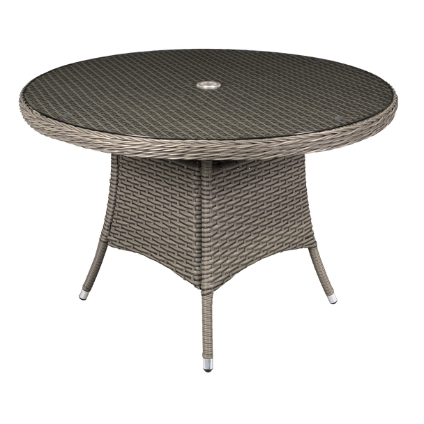 Sealey DG66 │ Dellonda Chester Rattan Wicker Round Outdoor Dining Table with Tempered Glass Top