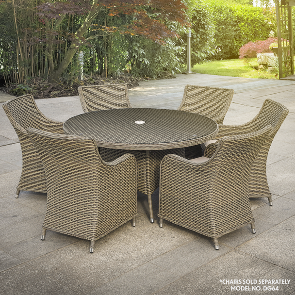 Sealey DG67 │ Dellonda Chester Rattan Wicker Round Outdoor Dining Table with Tempered Glass Top