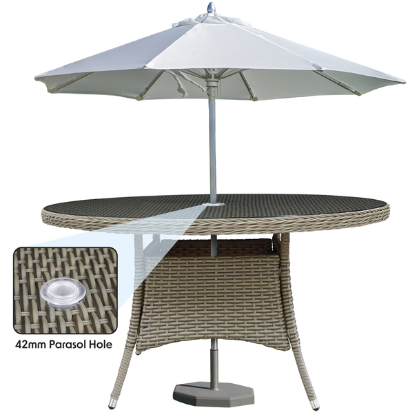 Sealey DG67 │ Dellonda Chester Rattan Wicker Round Outdoor Dining Table with Tempered Glass Top