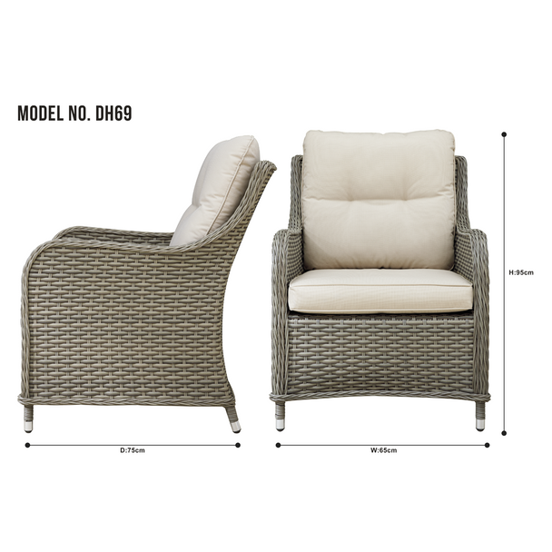 Sealey DG69 │ Dellonda Chester Rattan Wicker Outdoor Armchairs 2pc
