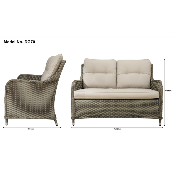 Sealey DG70 │Dellonda Chester Rattan Wicker Outdoor 2-Seater Sofa