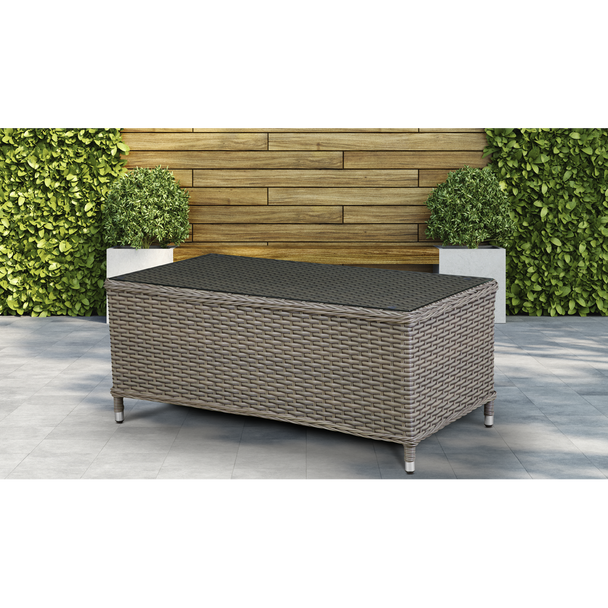Sealey DG71 │ Dellonda Chester Rattan Wicker Outdoor Balcony Table with Tempered Glass Top