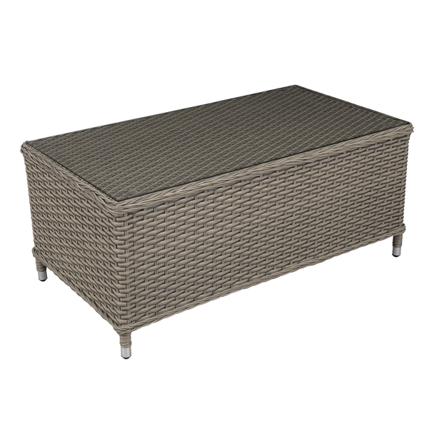 Sealey DG71 │ Dellonda Chester Rattan Wicker Outdoor Balcony Table with Tempered Glass Top