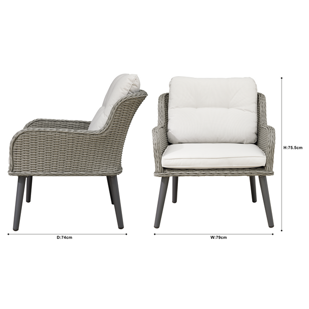 Sealey DG79 │ Dellonda Buxton Rattan Wicker Outdoor Chair Set 2pc