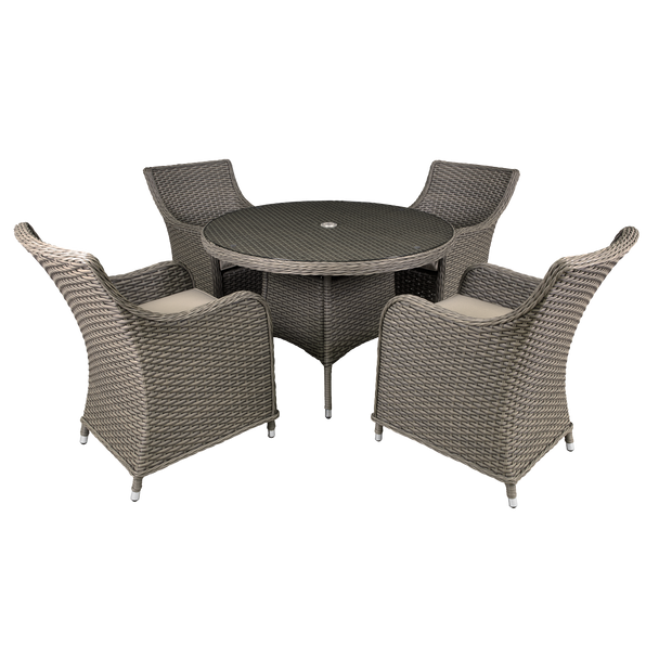 Sealey DG84 │ Dellonda Chester Rattan Wicker Outdoor Dining Set with Tempered Glass Tabletop 5pc