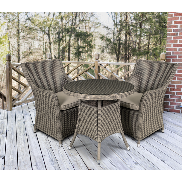 Sealey DG86 │ Dellonda Chester Rattan Wicker Outdoor Dining Set with Tempered Glass Tabletop 3pc
