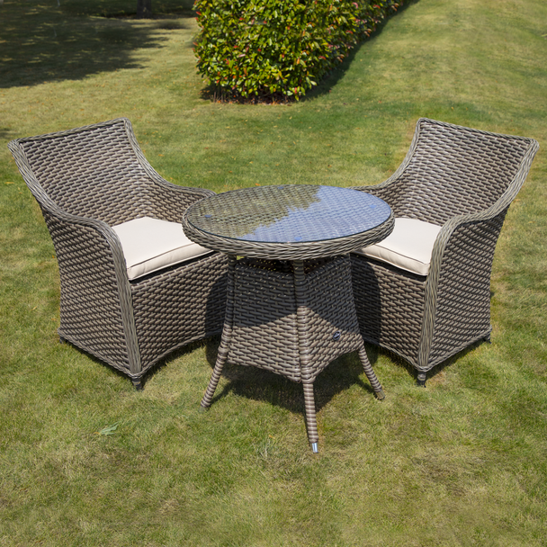 Sealey DG86 │ Dellonda Chester Rattan Wicker Outdoor Dining Set with Tempered Glass Tabletop 3pc