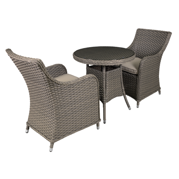 Sealey DG86 │ Dellonda Chester Rattan Wicker Outdoor Dining Set with Tempered Glass Tabletop 3pc