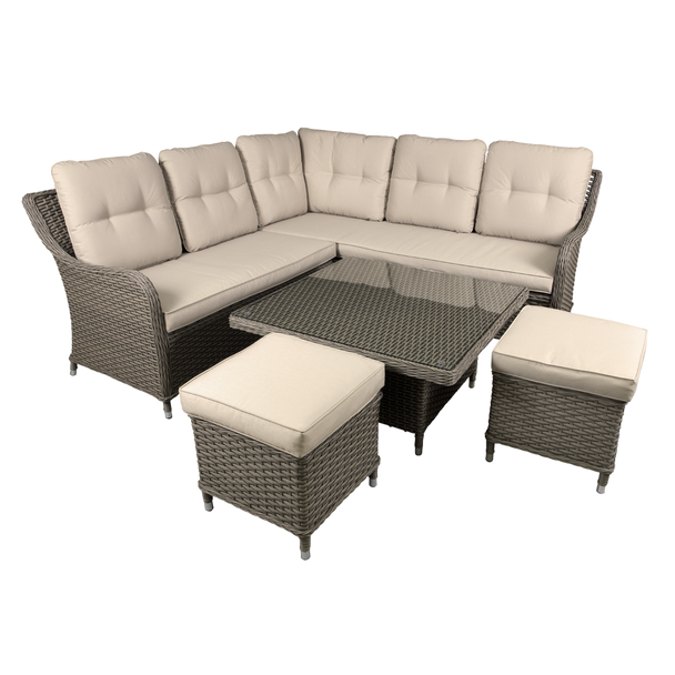 Sealey DG89 │ Dellonda Chester Rattan Wicker Outdoor 5-Seater Corner Sofa, Adjustable Table & Footstools Set 5pc