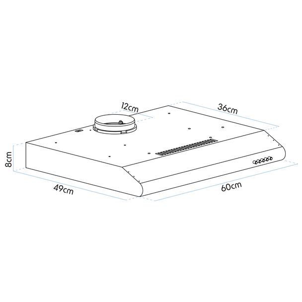 Sealey DH108 │ Baridi Visor Cooker Hood Extractor Fan 60cm - Stainless Steel