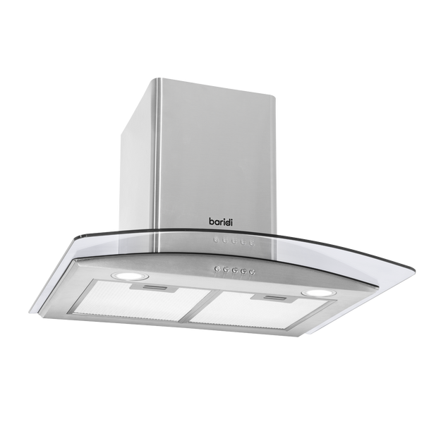Sealey DH128 │ Baridi Curved Glass Cooker Hood with Carbon Filters & LED Lights 60cm - Stainless Steel