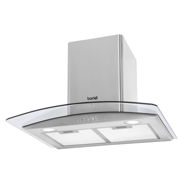 Sealey DH128 │ Baridi Curved Glass Cooker Hood with Carbon Filters & LED Lights 60cm - Stainless Steel