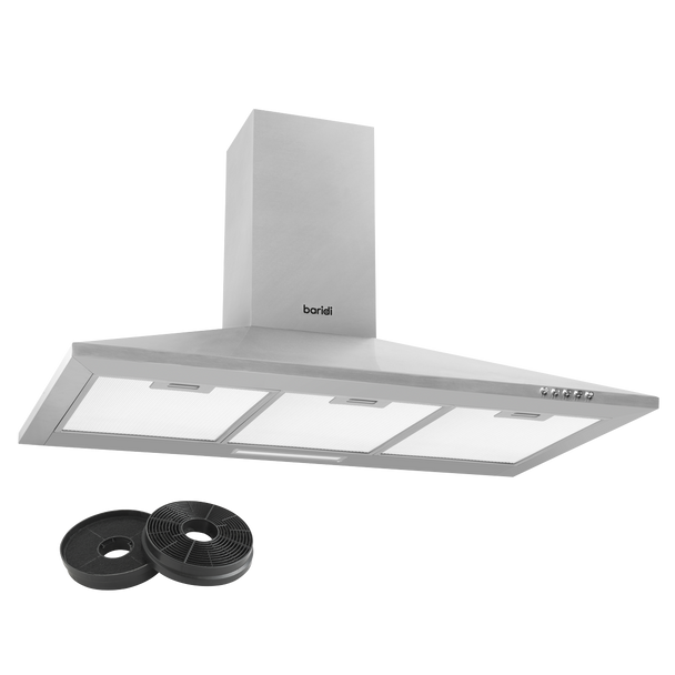 Sealey DH128 │ Baridi Curved Glass Cooker Hood with Carbon Filters & LED Lights 60cm - Stainless Steel