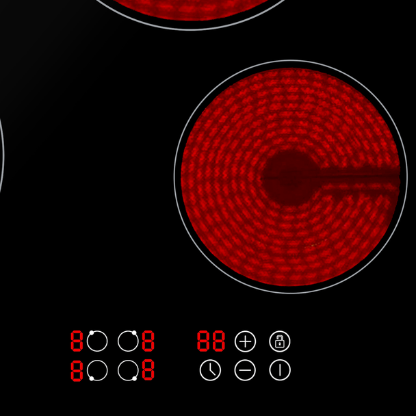 Sealey DH131 │ Baridi Integrated Ceramic Hob with 4 Cooking Zones 60cm - Black Glass