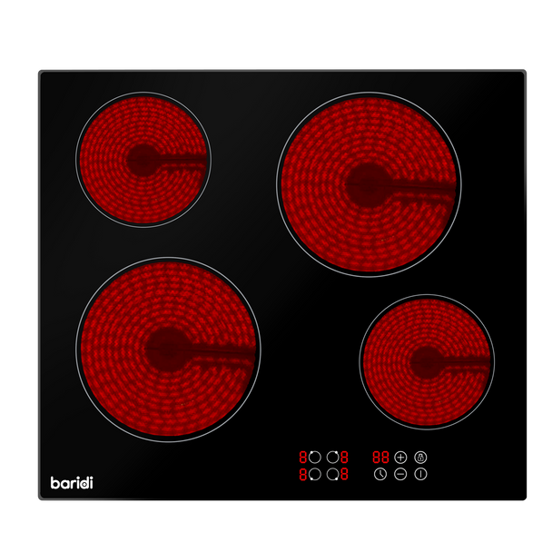 Sealey DH131 │ Baridi Integrated Ceramic Hob with 4 Cooking Zones 60cm - Black Glass