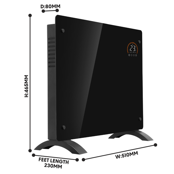 Sealey DH135 │ Baridi, Electric Glass Panel Heater, 1000W, Wi-Fi Enabled, Black - DH135