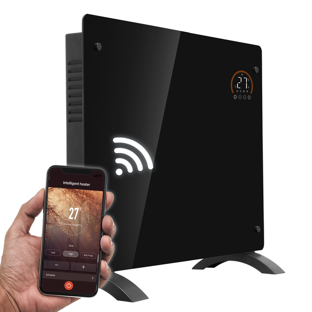 Sealey DH135 │ Baridi, Electric Glass Panel Heater, 1000W, Wi-Fi Enabled, Black - DH135