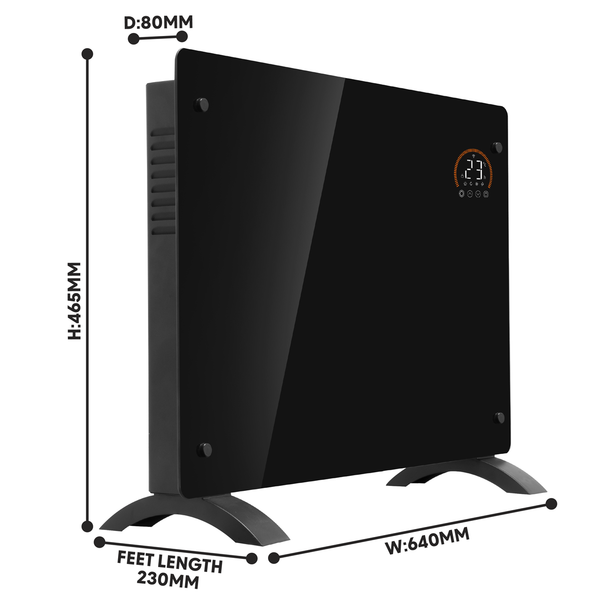 Sealey DH137 │ Baridi Electric Glass Panel Heater, 1500W, Thermostat Controlled 24Hr 7 Day Timer, Wi-Fi Enabled, Remote Control, Black - DH137