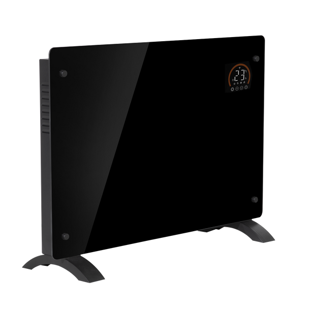 Sealey DH137 │ Baridi Electric Glass Panel Heater, 1500W, Thermostat Controlled 24Hr 7 Day Timer, Wi-Fi Enabled, Remote Control, Black - DH137