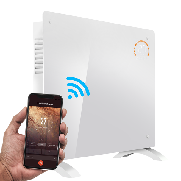 Sealey DH138 │ Baridi Electric Glass Panel Heater, 1500W, Thermostat Controlled 24Hr 7 Day Timer, Wi-Fi Enabled, Remote Control, White