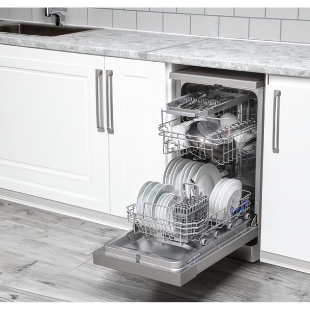 Sealey DH166 │ Baridi Slimline Freestanding Dishwasher 45cm Wide 10 Place Settings - Silver