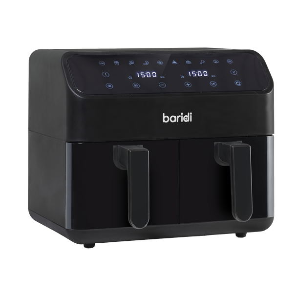 Sealey DH172 │ Baridi Dual Zone Air Fryer 8L with 8-in-1 Functions Touch Controls, Easy-Clean, Black - DH172