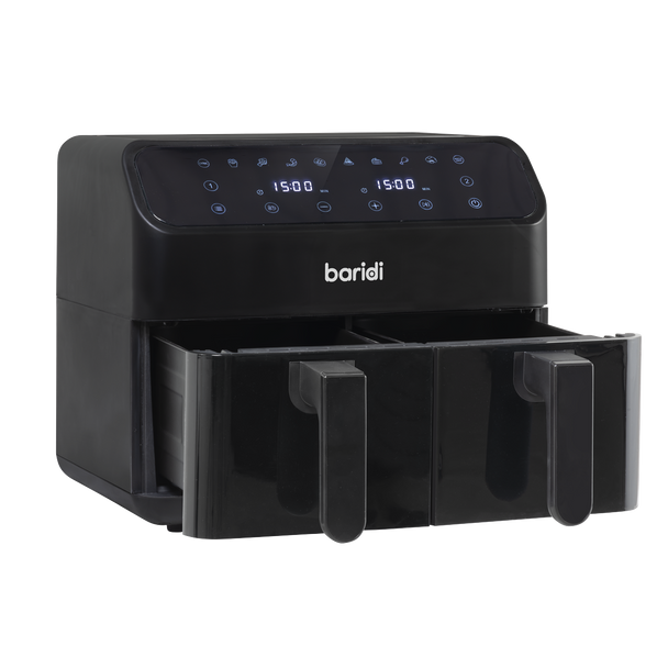 Sealey DH172 │ Baridi Dual Zone Air Fryer 8L with 8-in-1 Functions Touch Controls, Easy-Clean, Black - DH172
