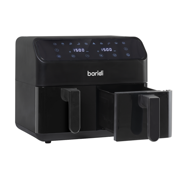 Sealey DH172 │ Baridi Dual Zone Air Fryer 8L with 8-in-1 Functions Touch Controls, Easy-Clean, Black - DH172