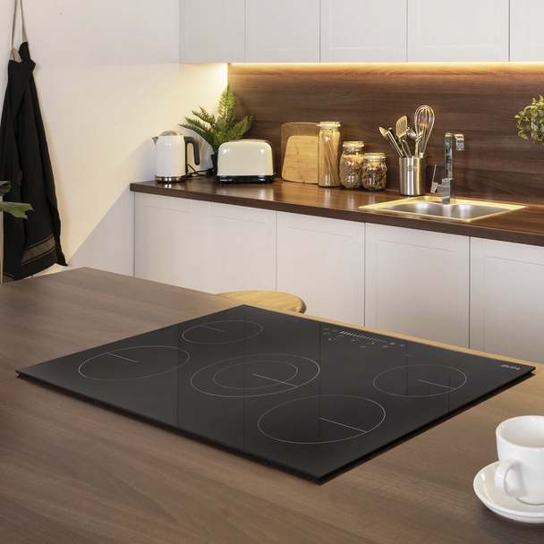 Sealey DH175 │ Baridi Integrated Ceramic Hob with 5 Cooking Zones 77cm - Black Glass