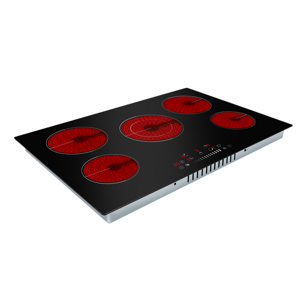 Sealey DH175 │ Baridi Integrated Ceramic Hob with 5 Cooking Zones 77cm - Black Glass