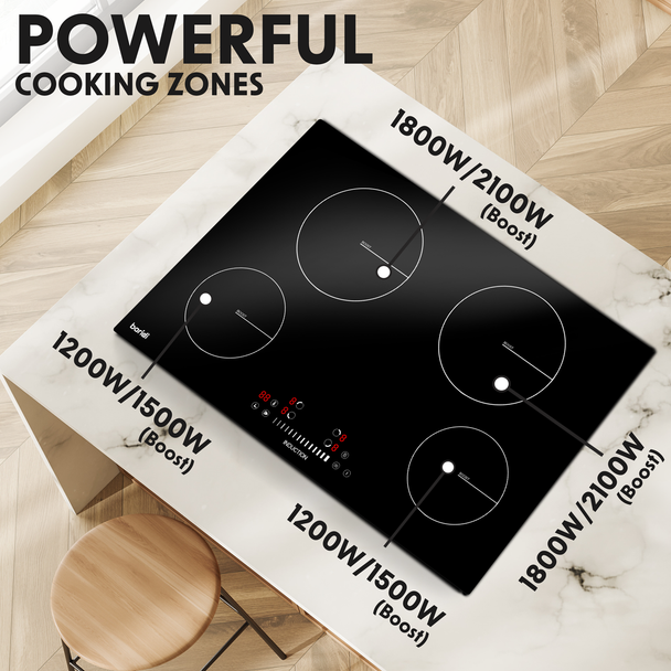 Sealey DH179 │ Baridi Integrated Induction Hob with 4 Cooking Zones 77cm 7200W Output