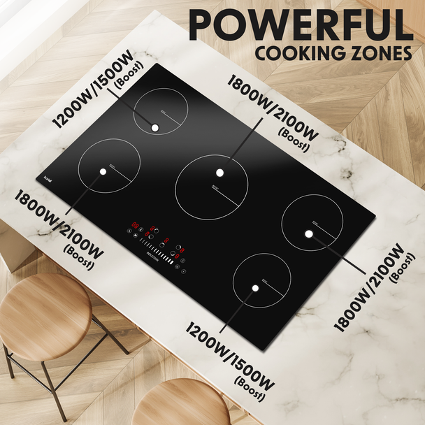Sealey DH180 │ Baridi Integrated Induction Hob with 5 Cooking Zones 90cm 9300W Output