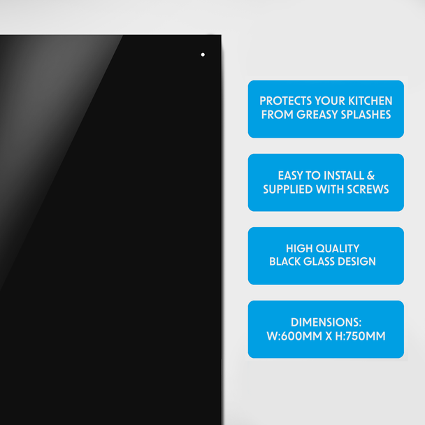 Sealey DH194 │ Baridi Splashback for Cooker Hoods 60 x 75cm - Black