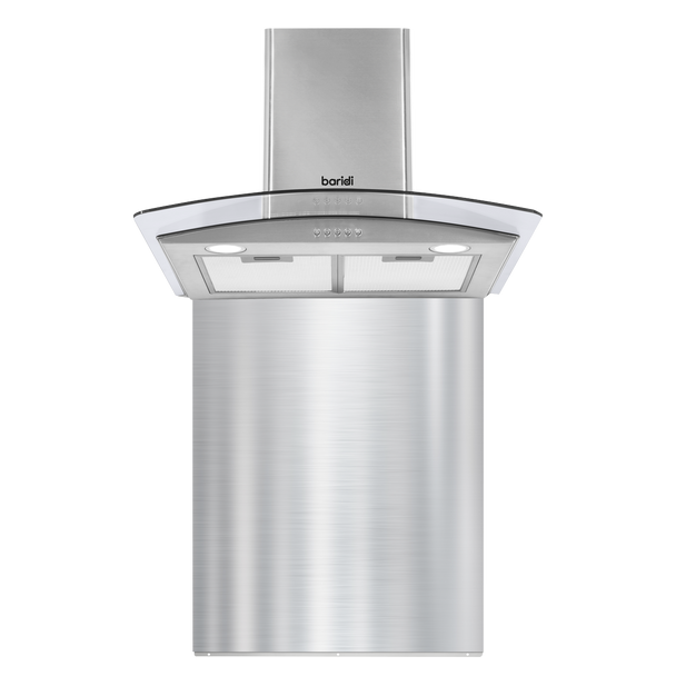 Sealey DH208 │ Baridi Curved Glass Cooker Hood with Carbon Filters, LED Lights & Splashback 60cm - Stainless Steel
