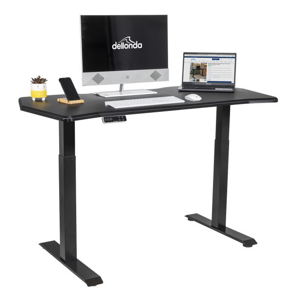Sealey DH241 │ Dellonda Carbon Fibre Effect Electric Height Adjustable Standing Desk, 1400 x 700mm Dual Motor 100kg