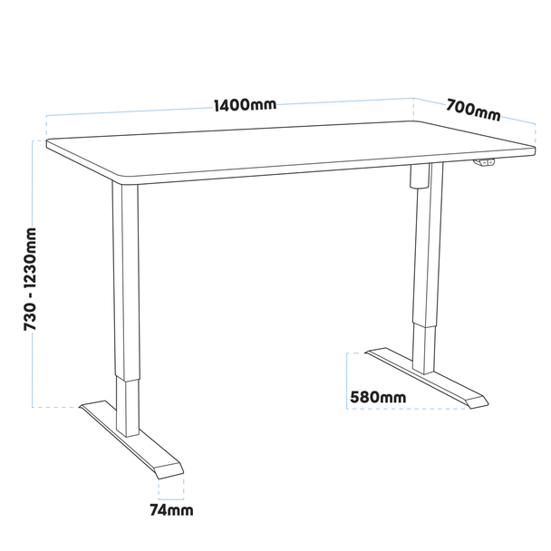 Sealey DH242 │ Dellonda Single Motor Ultra-Quiet Adjustable-Height Electric Sit/Stand Desk - Oak Desktop