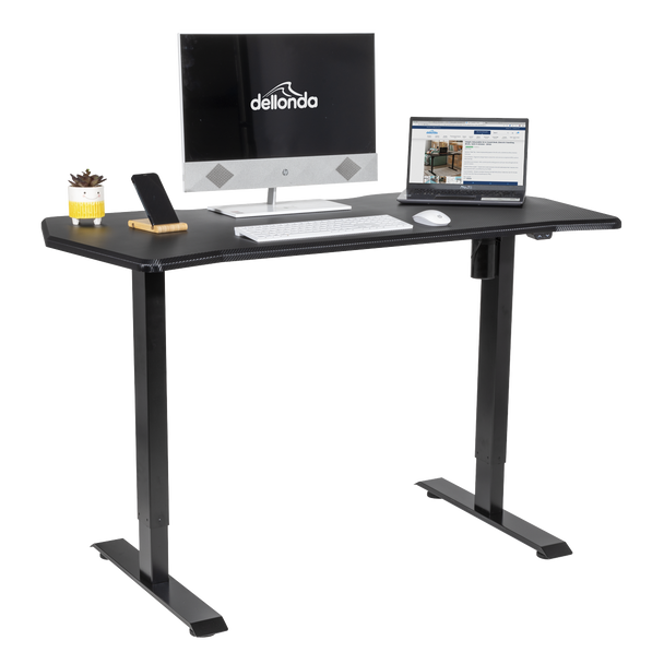 Sealey DH243 │ Dellonda Single Motor Ultra-Quiet Adjustable-Height Electric Sit/Stand Desk - Carbon Fibre Effect Desktop