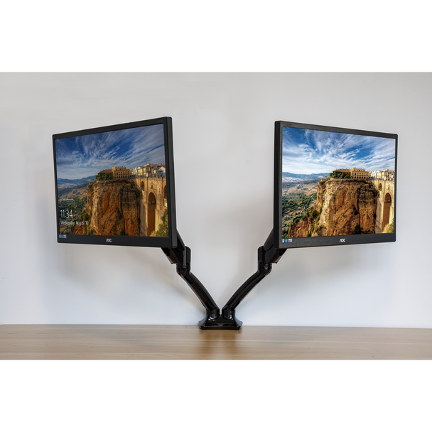 Sealey DH25 │ Dellonda Adjustable Double Monitor Arm with 360° Rotation - Black