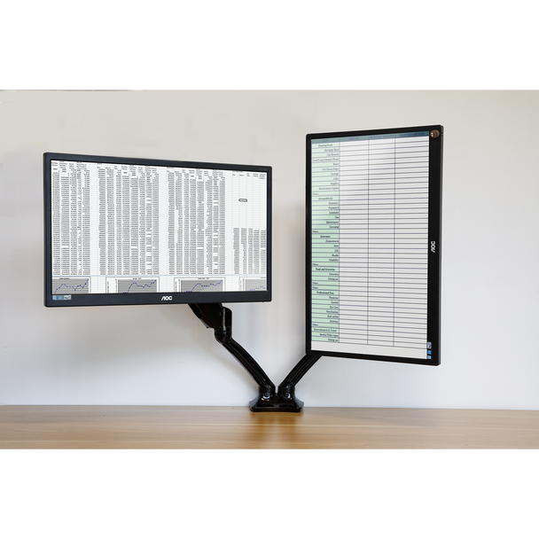 Sealey DH25 │ Dellonda Adjustable Double Monitor Arm with 360° Rotation - Black