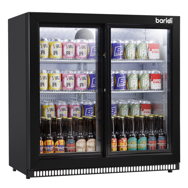 Sealey DH273 │ Baridi Back Bar Drinks Fridge/Cooler with Double Sliding Doors, 190L Capacity