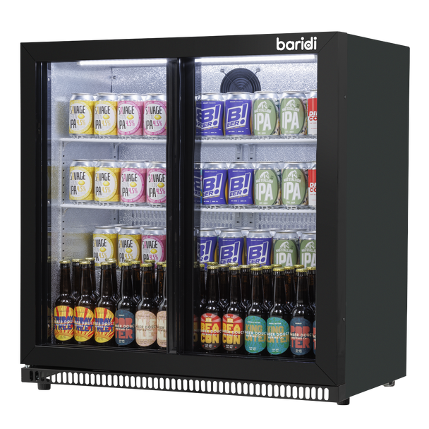 Sealey DH273 │ Baridi Back Bar Drinks Fridge/Cooler with Double Sliding Doors, 190L Capacity